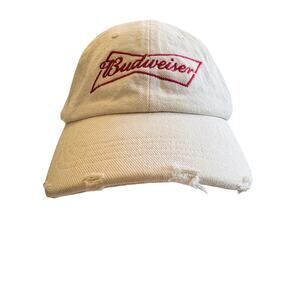 American Eagle Budweiser Distressed Embroidered Baseball Cap OSFM Beige